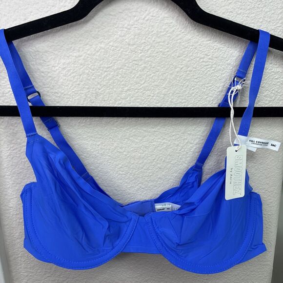 Smoothez by Aerie Bra Beige Full Coverage Unlined Underwire 36C Blue  New - Picture 1 of 8